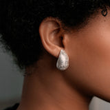 Scratched Silver Bold Earrings