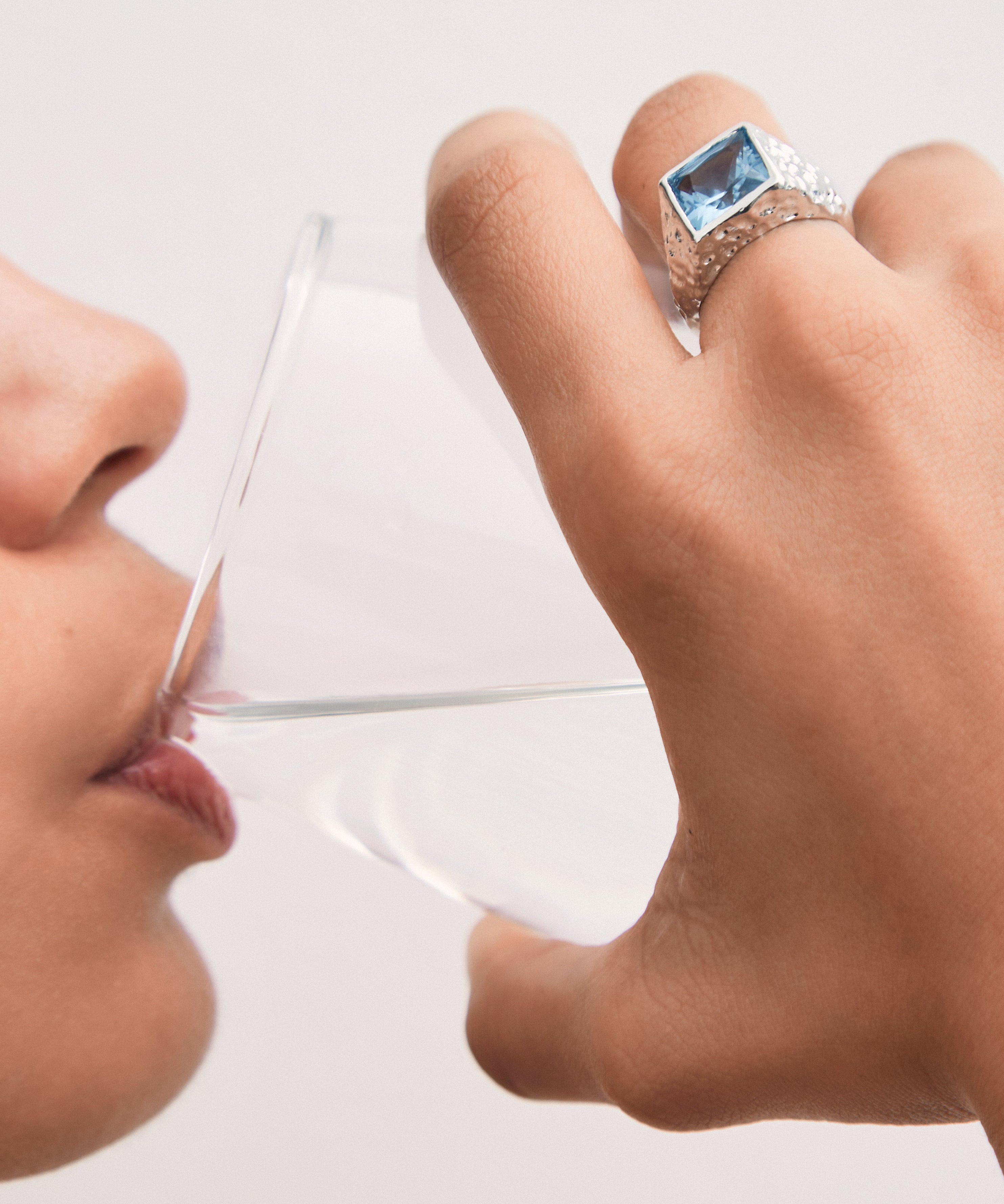 Mestiza Silver Signature Ring - Ice Blue
