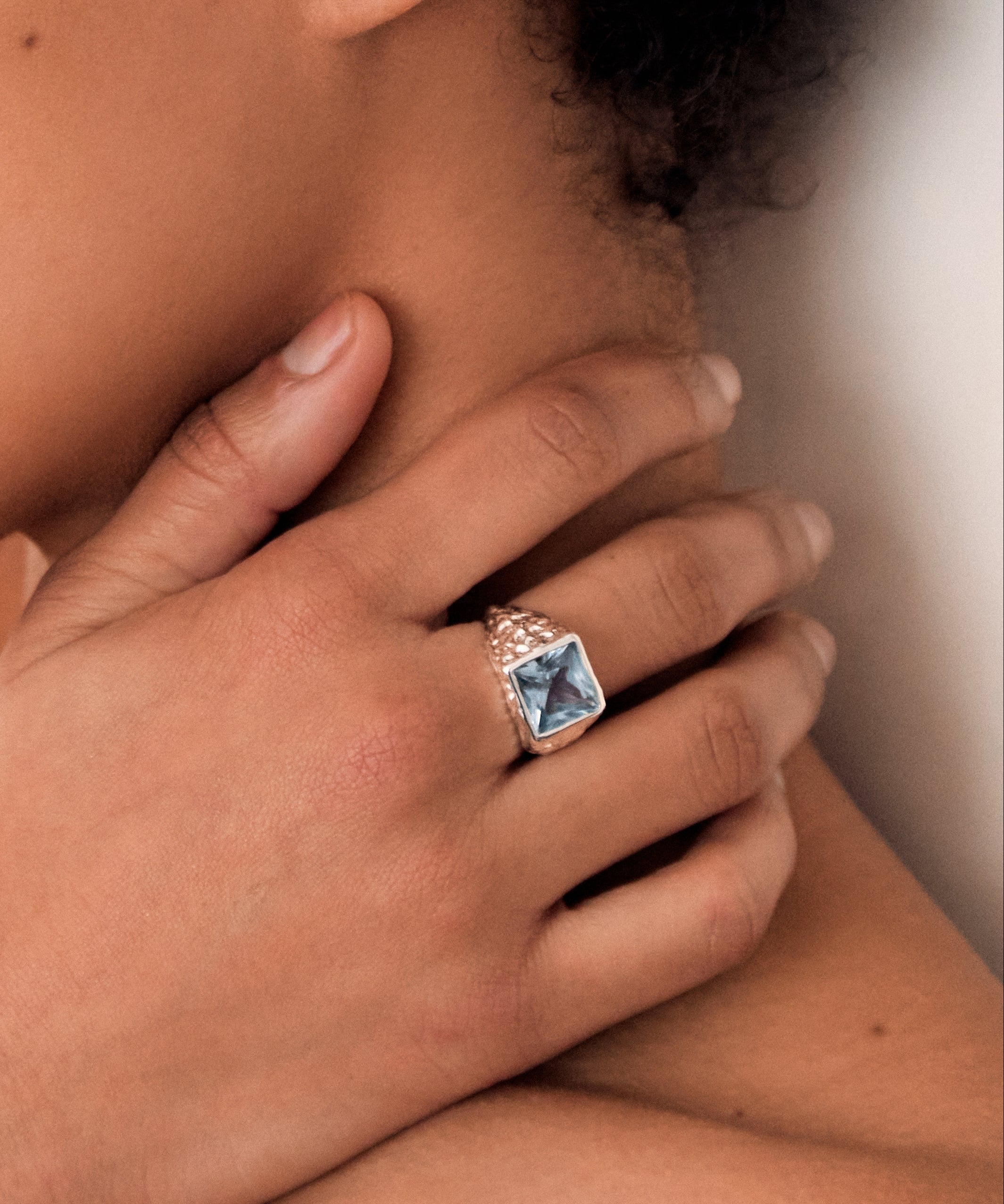 Mestiza Silver Signature Ring - Ice Blue