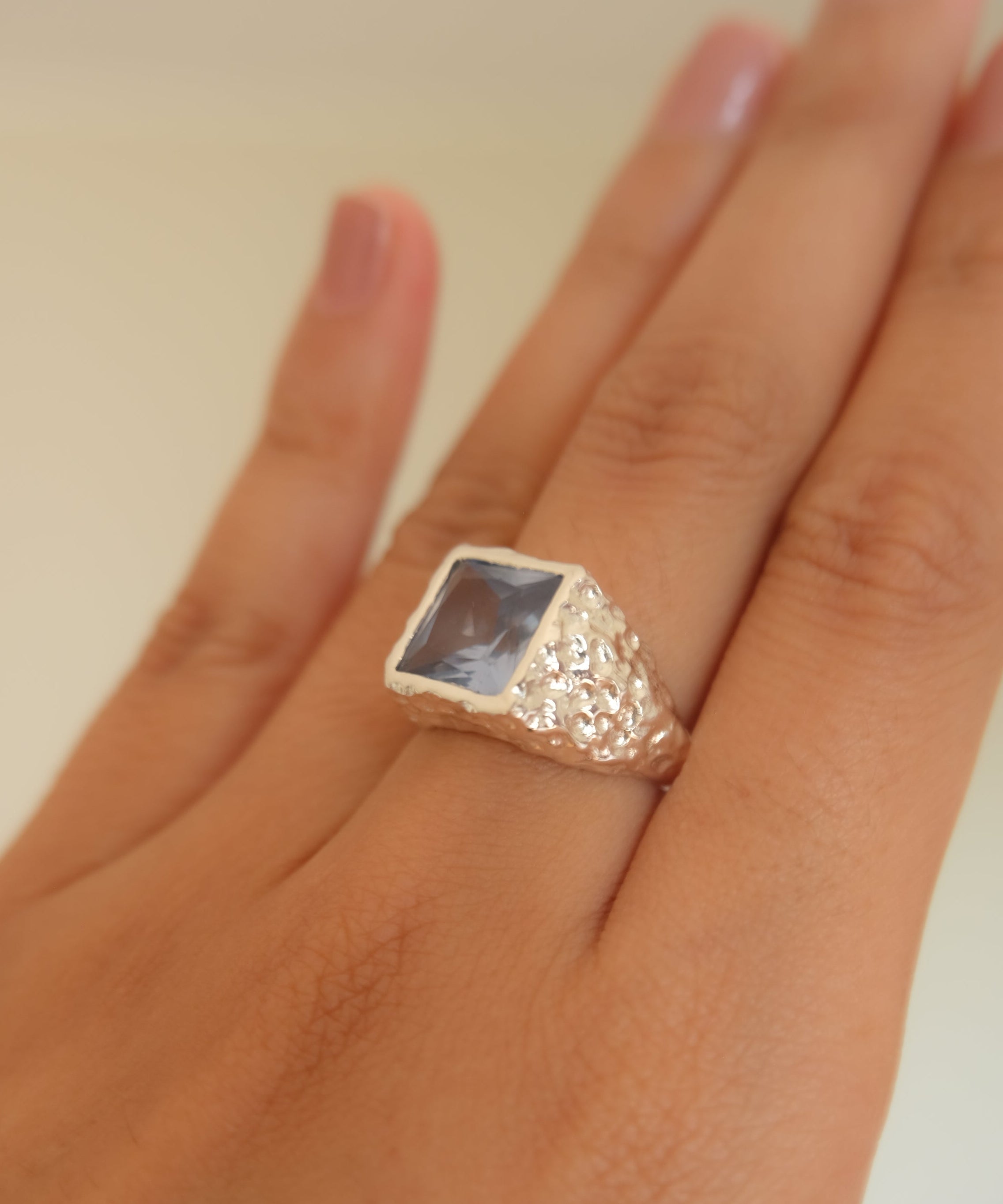 Mestiza Silver Signature Ring - Ice Blue