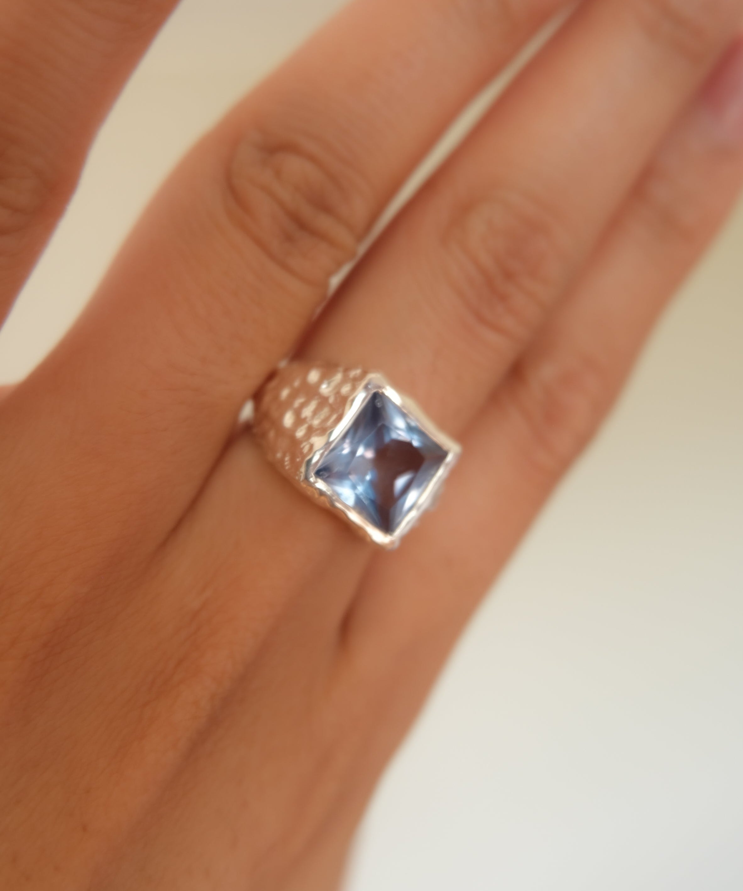 Mestiza Silver Signature Ring - Ice Blue