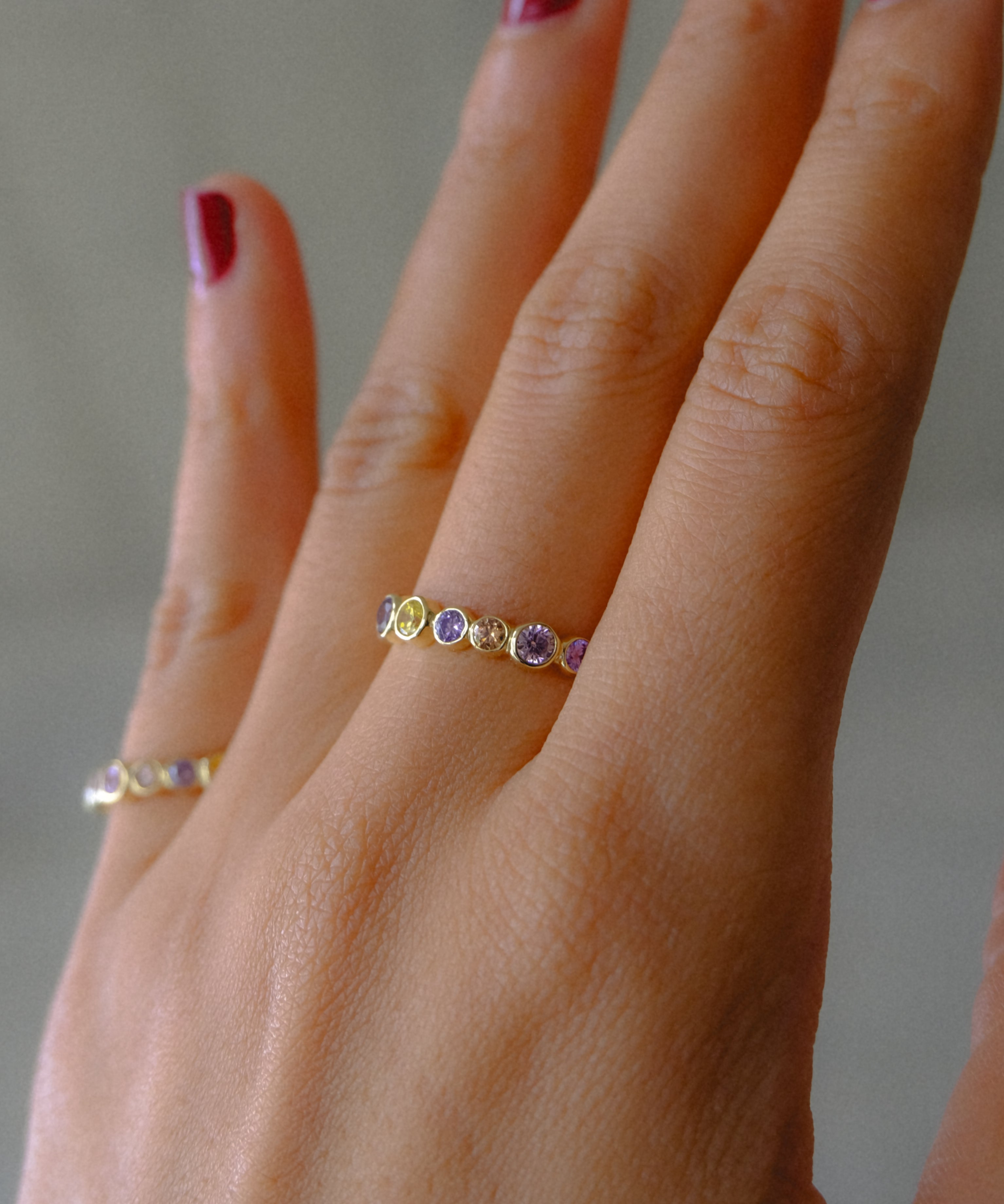 Anillo colores plata 925 lila, rosado, amarillo