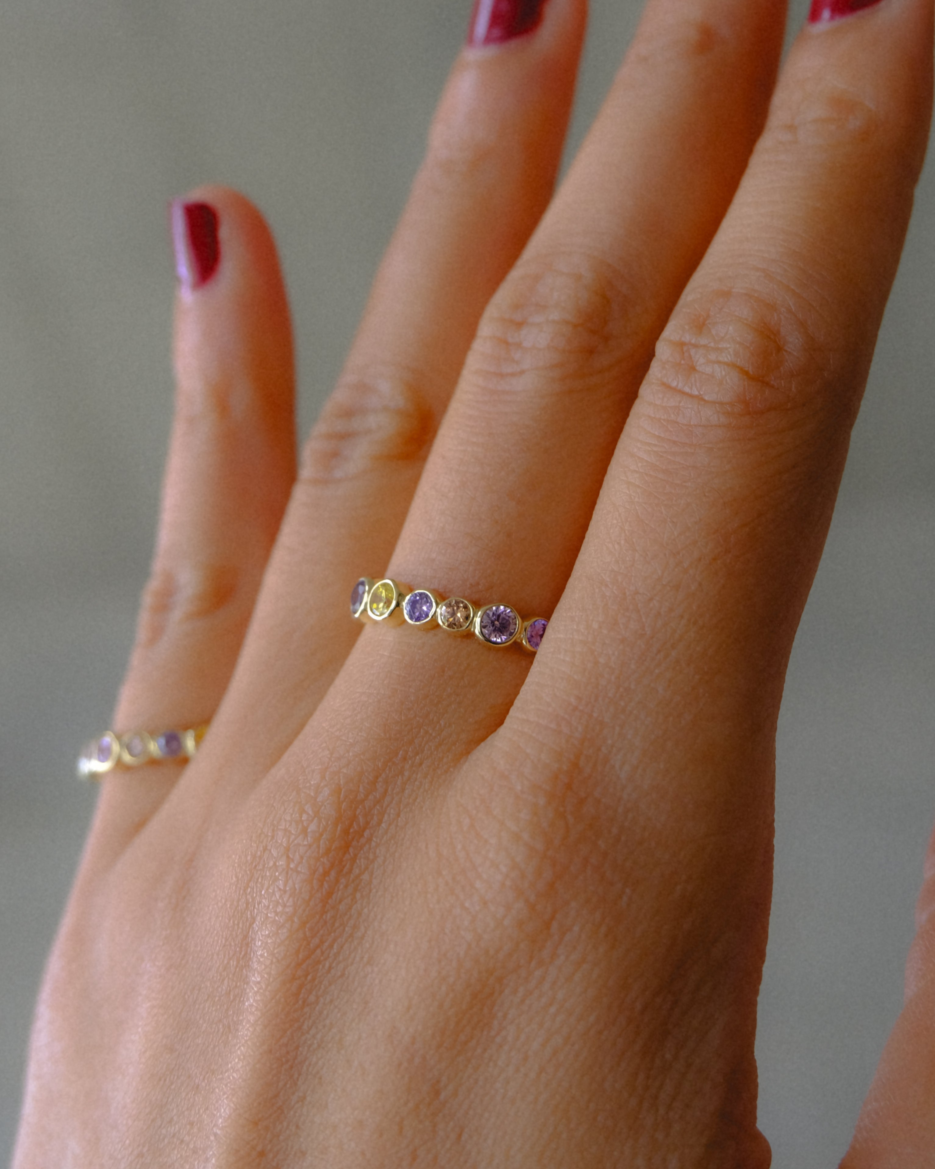 Anillo colores plata 925 lila, rosado, amarillo